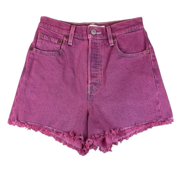Levi's Denim - Levi's Pinkish Red High Rise Jean Shorts with Washed Look Size 25